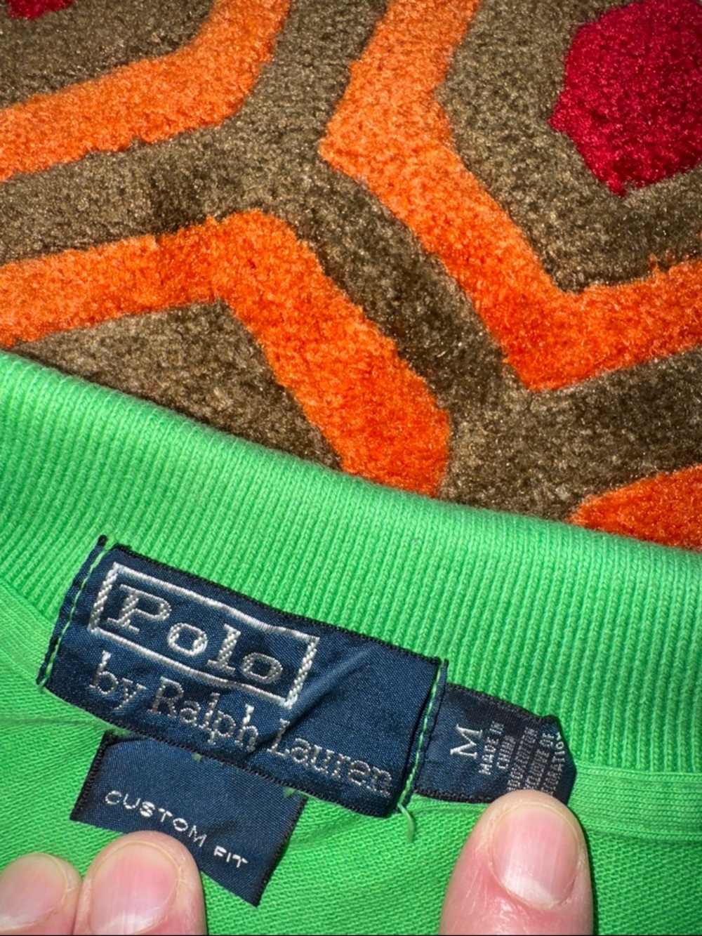 MAKE OFFER! Polo by Ralph Lauren Green to Yellow Ombre Polo Orange Pony MED - Picture 5 of 9